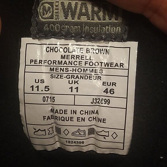 Merrell Fraxion Shell 8 Insulated Waterproof Winter Boots Brown Men's 11.5 EUC - Picture 12 of 12